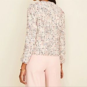 Ann Taylor Fringe Tweed Patch Pocket Jacket